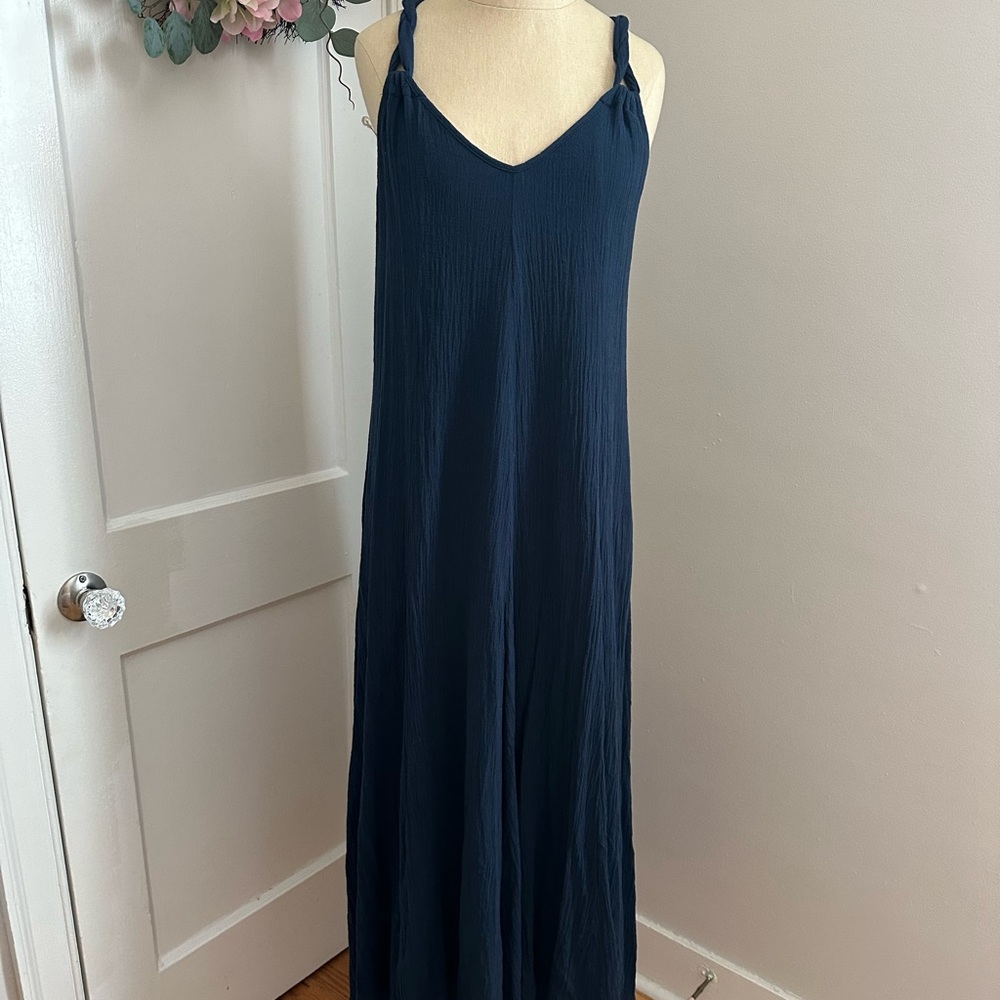 Elegant Garnet Hill Navy Blue Maxi Dress